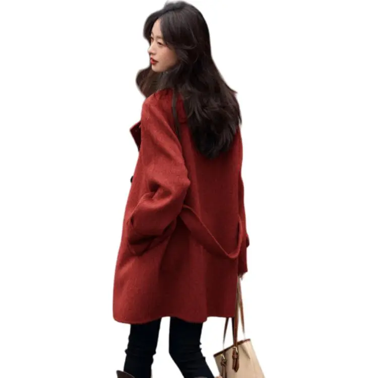 Mo Han Yi Mei Coats Women's Burgundy-1