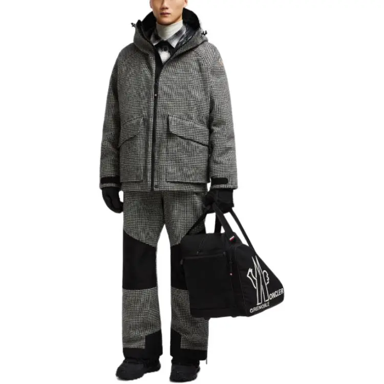 Moncler Houndstooth Hooded Down Jacket-1