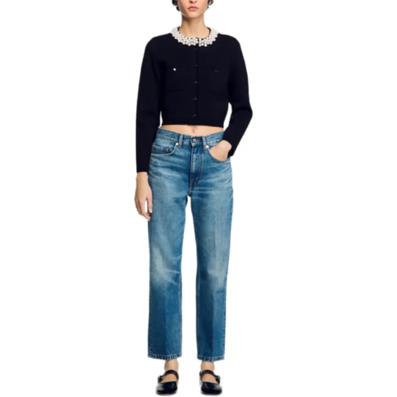 Sandro Faux pearl Embellished Cardigan-1