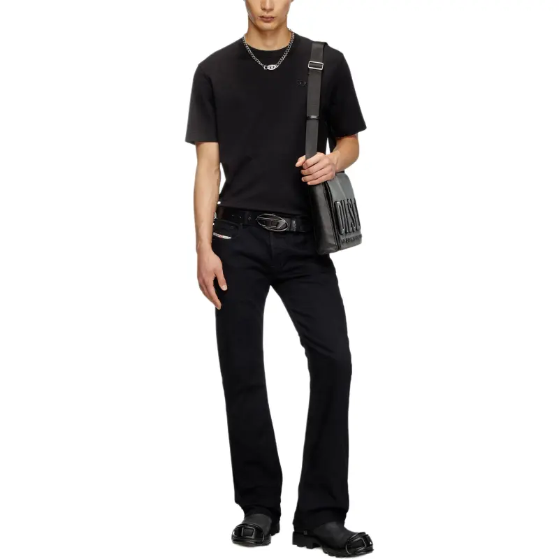 DIESEL T Adjust Slits R17 Logo Embroidered Crewneck T Shirt-1