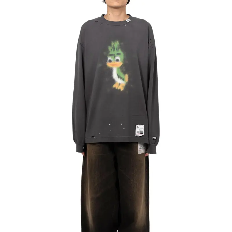 Maison Mihara Yasuhiro Leon print Distressed T shirt-2
