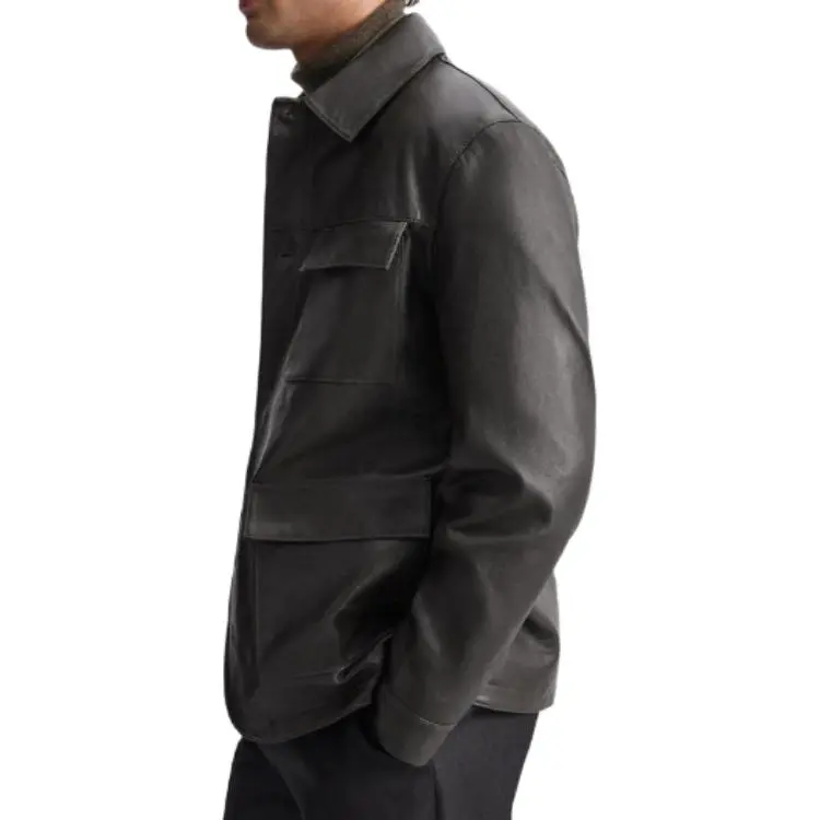 ZARA Leather Jacket Unisex Brown-4