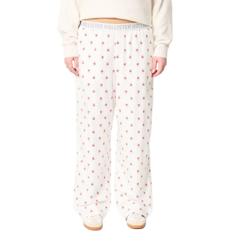 Hollister Pajama Pants Women's White All Over Print-1