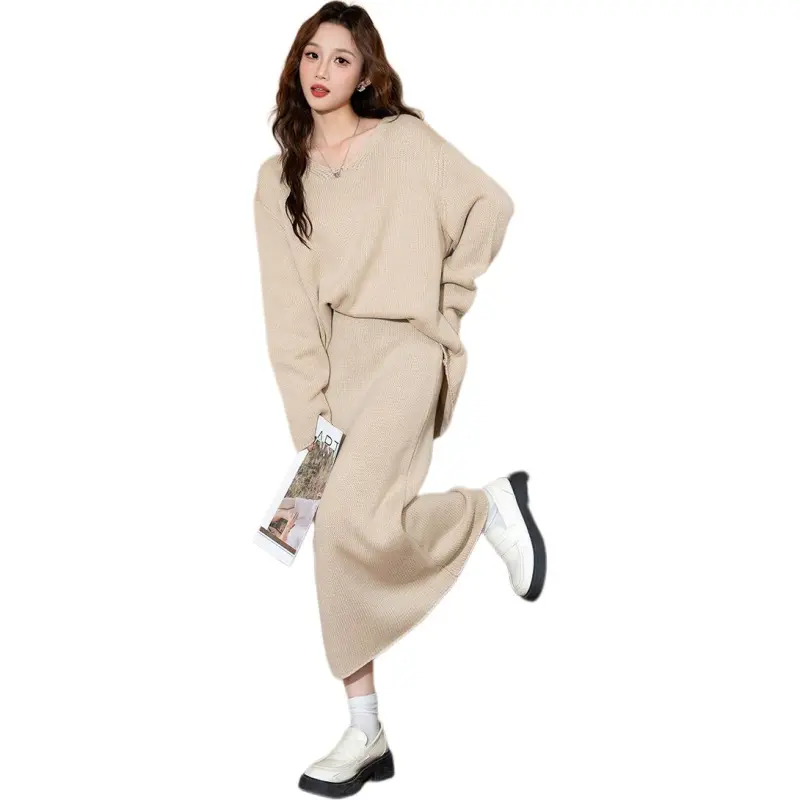 Tonlion Two Piece Skirt Sets Women's Oat-2
