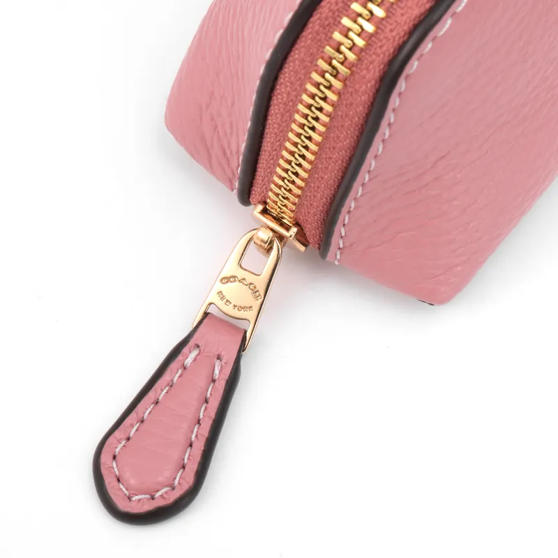 COACH Pebbled Leather Clutch Makeup Bag Regular Women's Pink-2