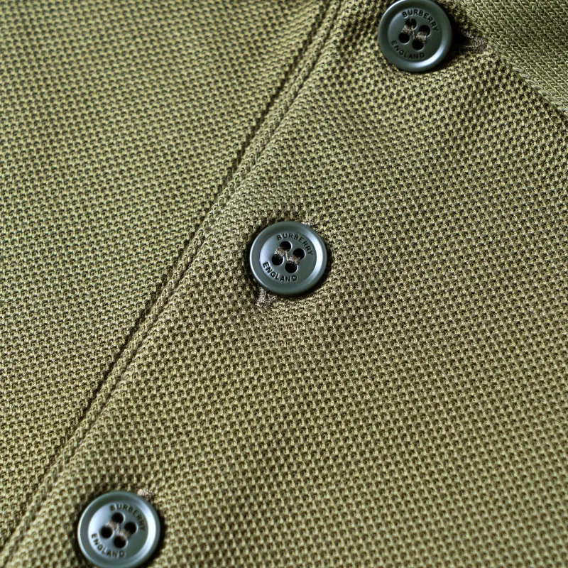Burberry SS24 Logo Embroidery Vertical Button-Up Polo Shirt Green-5