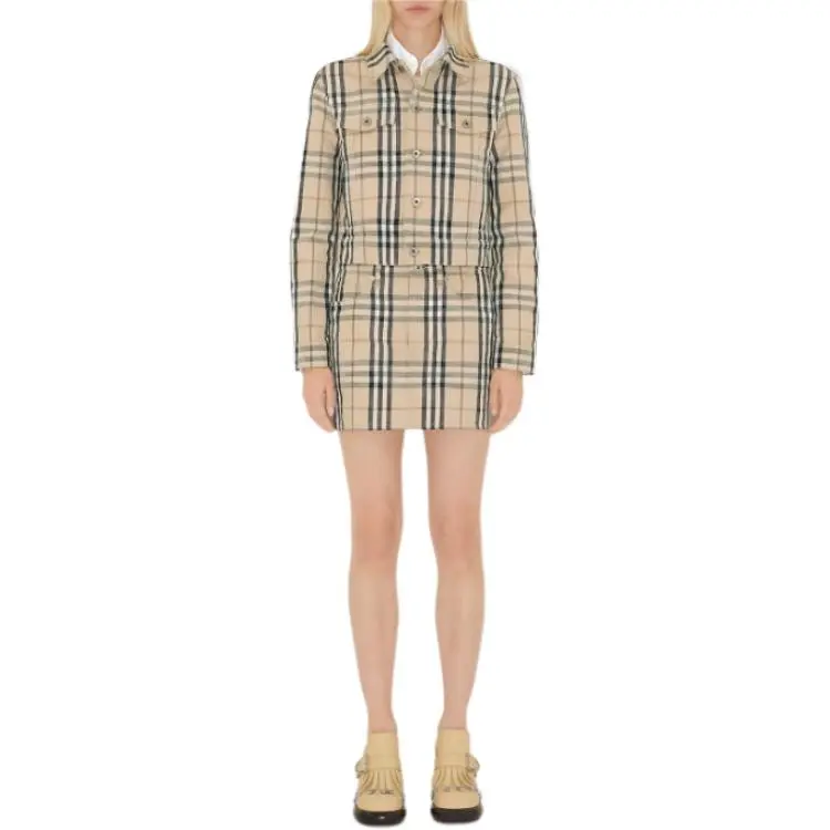 Burberry Checked Buttoned Long Sleeved Jacket-1