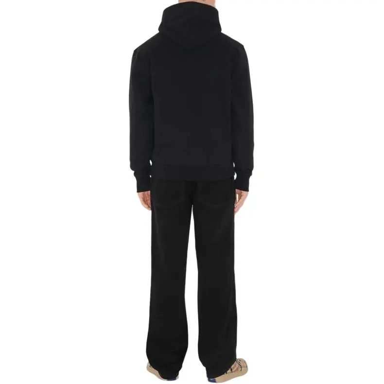 Burberry Check Label Cotton Hoodie Sweatshirt Men's Black-2
