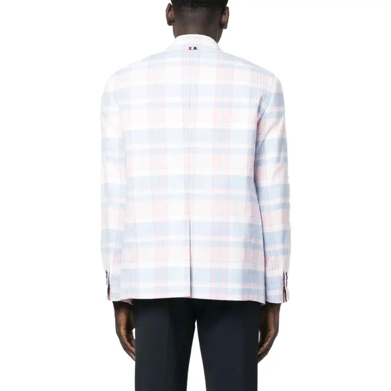 THOM BROWNE Plaid-Checked Pattern Tailored Blazer-4