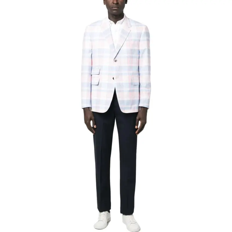 THOM BROWNE Plaid-Checked Pattern Tailored Blazer-2