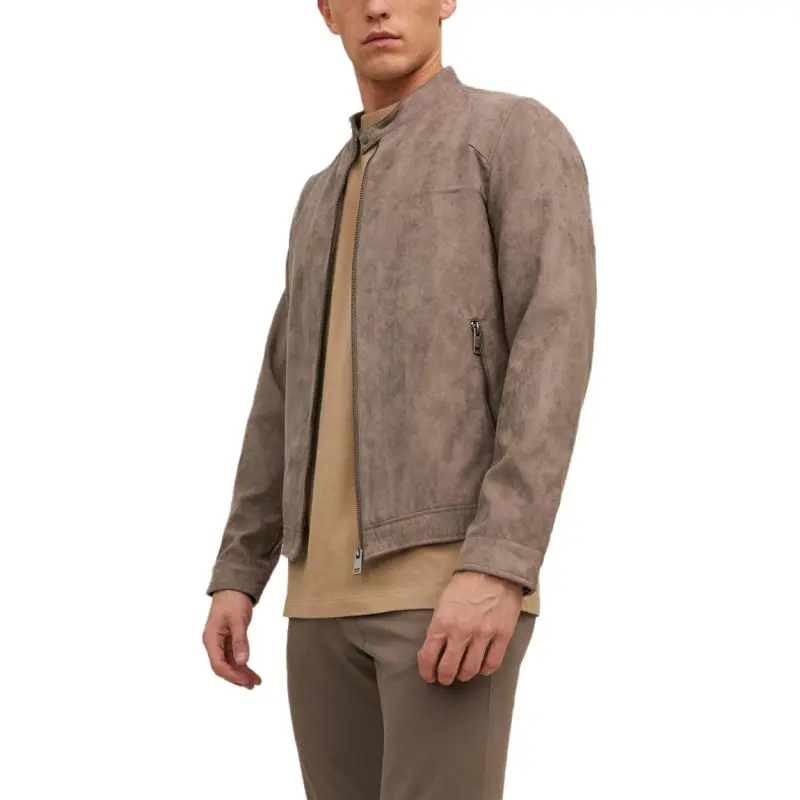JACK JONES· Faux Leather Jackets Coats Men's Gray-4