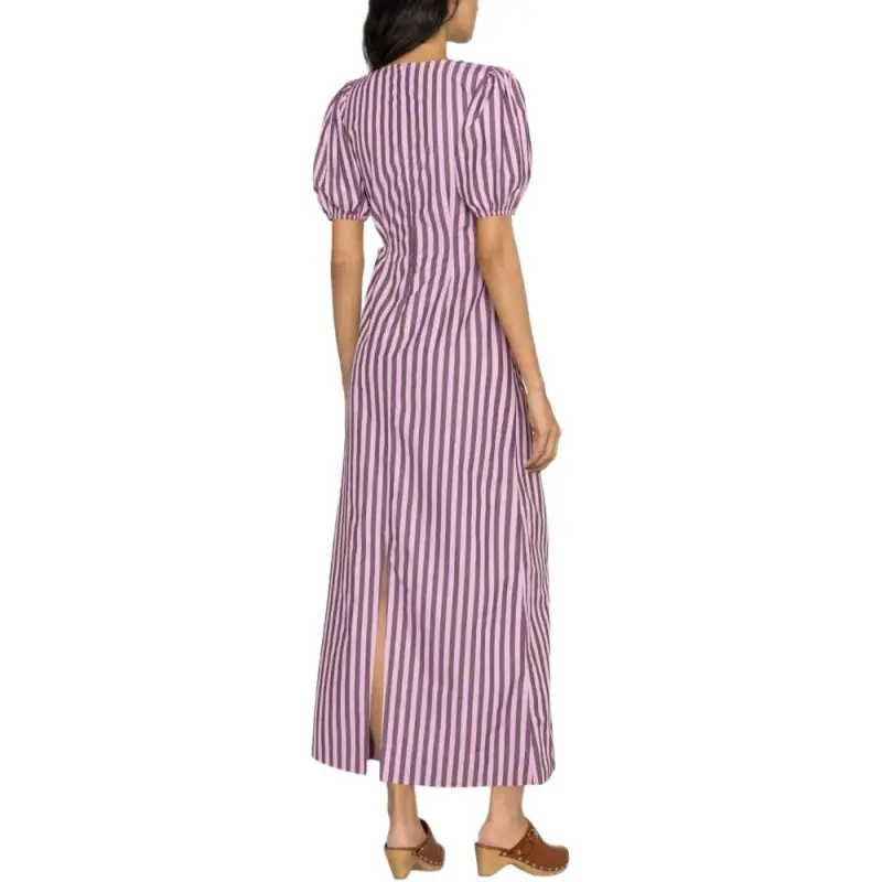 GANNI Striped Scoop Neck Midi Dress-4
