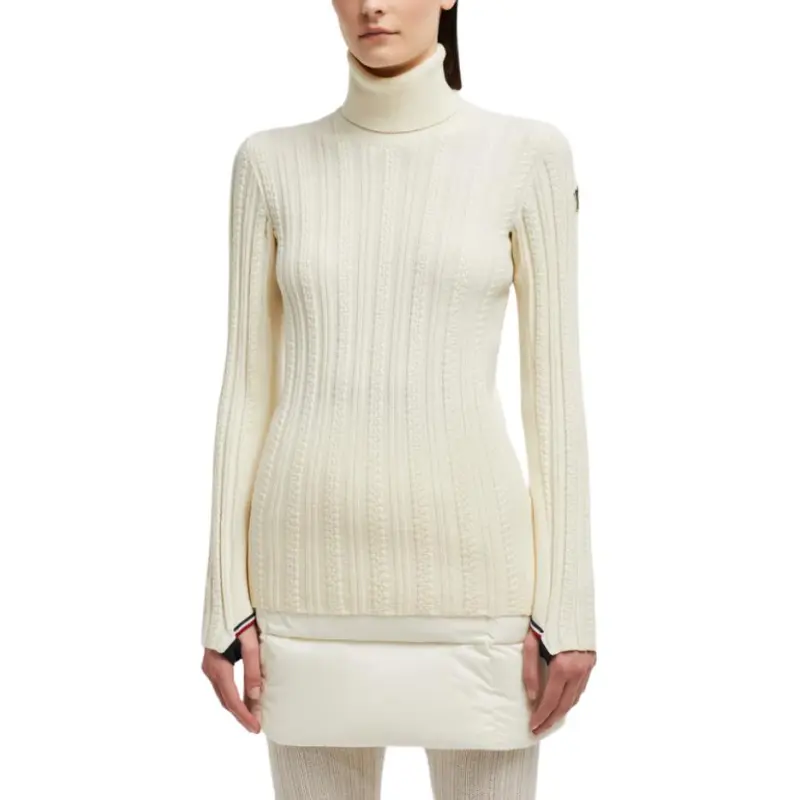 Moncler Wool Blend Polo Neck Jumper Sweater Women's White-2