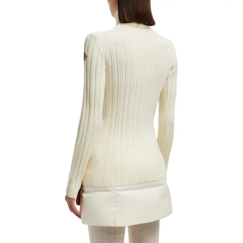 Moncler Wool Blend Polo Neck Jumper Sweater Women's White-4