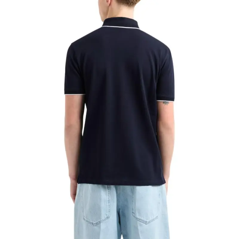 EMPORIO ARMANI Stretch Piqué Polo Shirt With Micro Eagle Embroidery-3