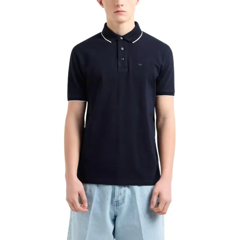 EMPORIO ARMANI Stretch Piqué Polo Shirt With Micro Eagle Embroidery-2