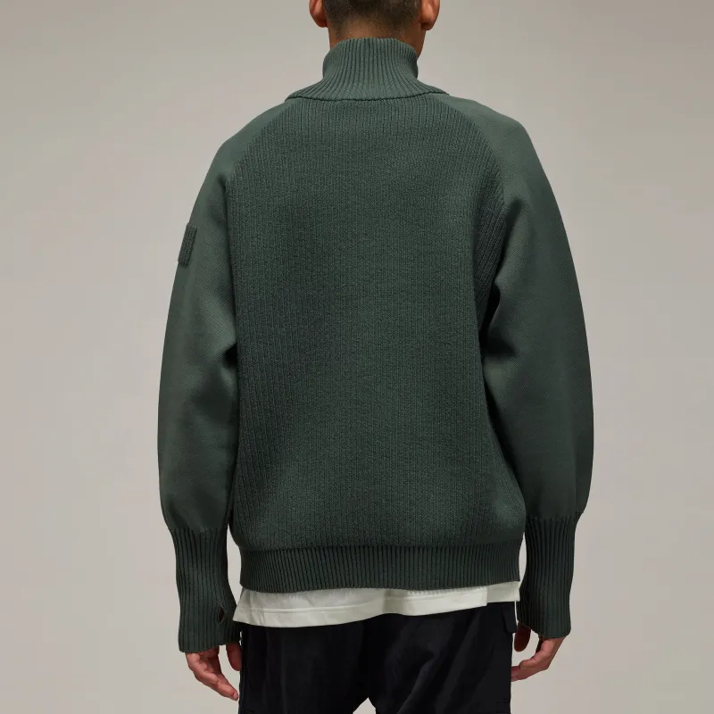 Adidas FUNNEL NECK KNIT SWEATER Unisex Gray Stone Green-2