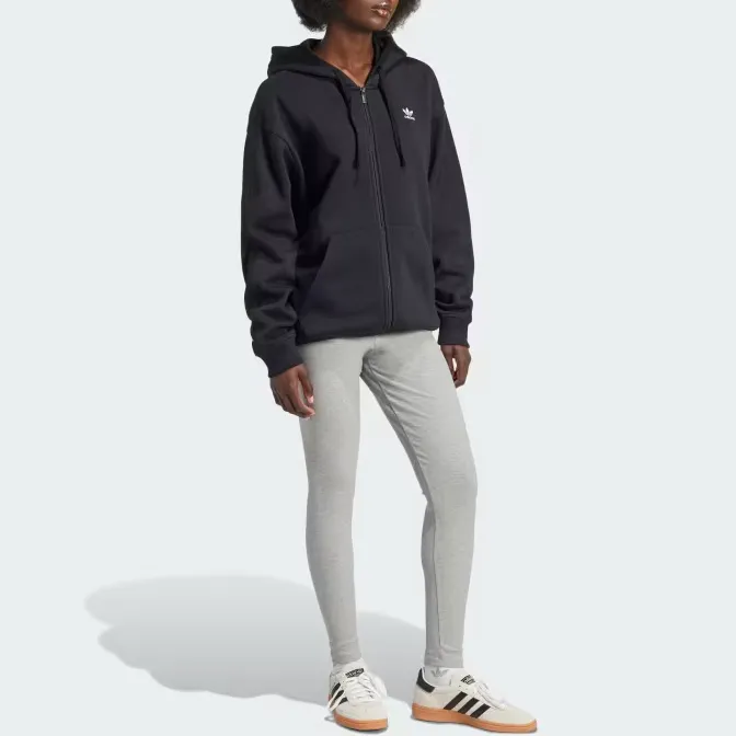 Adidas Essential FULL-ZIP FLEECE HOODIE Sweatshirt Women's Black-3