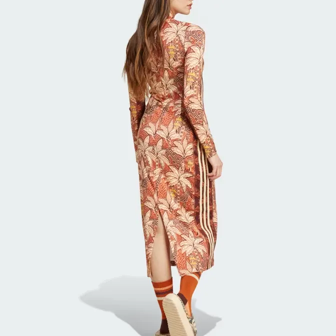 Adidas FARM Rio Long-Sleeved Dresses Women's Leisure Yellow/Hazy Copper/Dynamic Gold-2