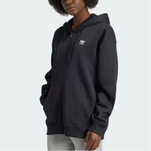 Adidas Essential FULL-ZIP FLEECE HOODIE Sweatshirt Women's Black-1