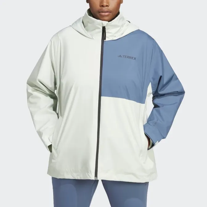 Adidas ULT TERREX MULTI RAIN.RDY 2-LAYER RAIN JACKET PLUS SIZE Jackets Coats Women's Linen Green-1