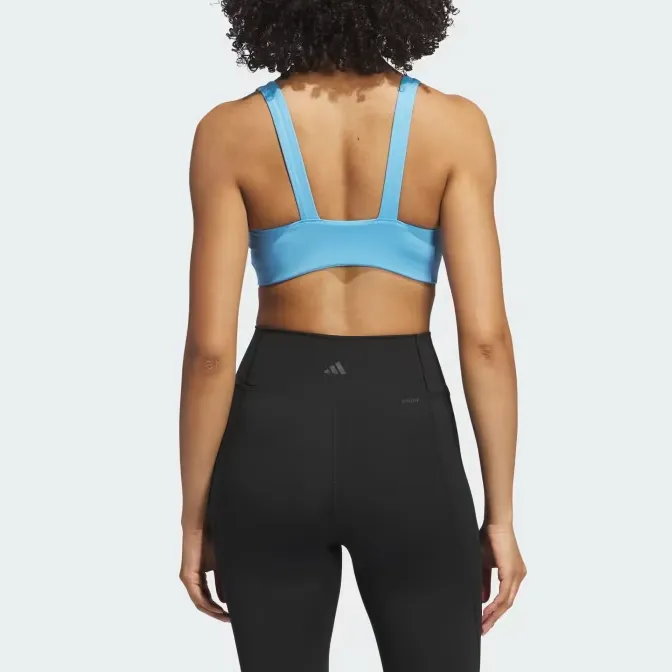 Adidas ALL ME LUXE MEDIUM-SUPPORT BRA Sports Underwear Women's Half Blue-2