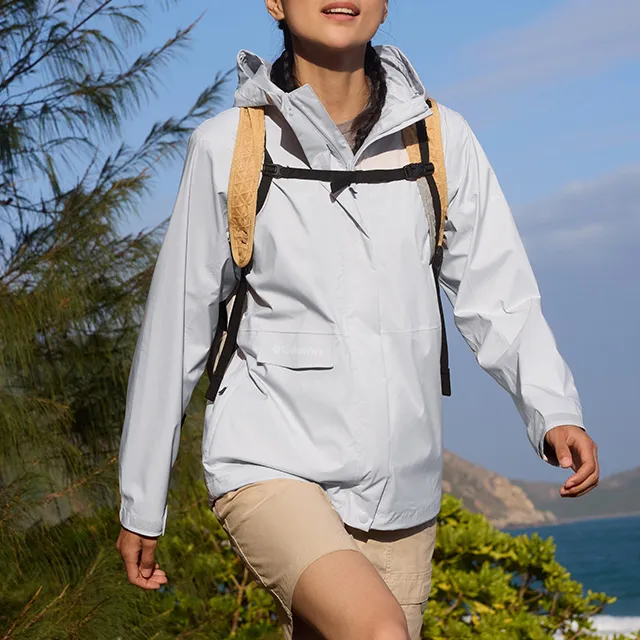 Columbia SS24 Water-Resistant Windproof And Rainproof Windbreaker Jacket Women's Silver-2