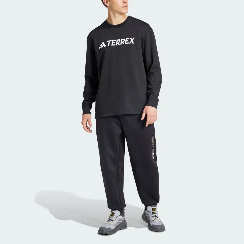 Adidas x TERREX X National Geographic FW24 ©NATIONAL GEOGRAPHIC AEROREADY Knitted Sports Pants Men Black-1