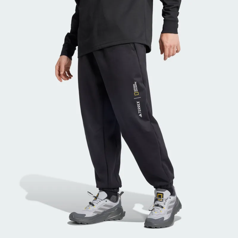 Adidas x TERREX X National Geographic FW24 ©NATIONAL GEOGRAPHIC AEROREADY Knitted Sports Pants Men Black-2