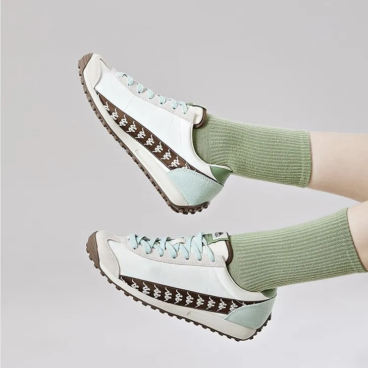 Kappa Anti Slip And Wear Resistant Breathable Low Top Casual Running Shoes Unisex Beige Green-6