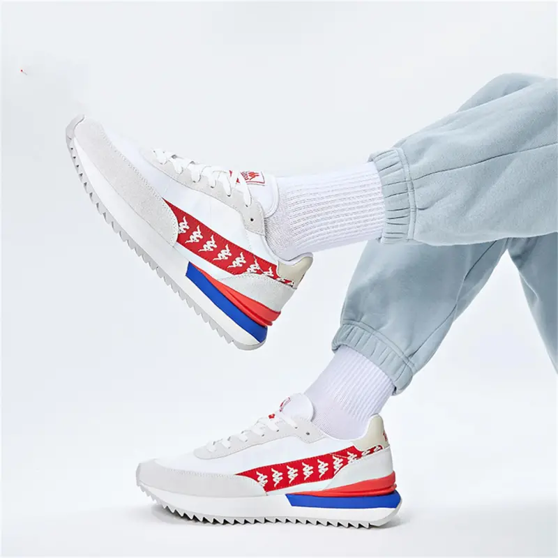 Kappa Cushioning, Slip Resistant, And Abrasion Resistant Low Top Casual Shoes Unisex White Red-7