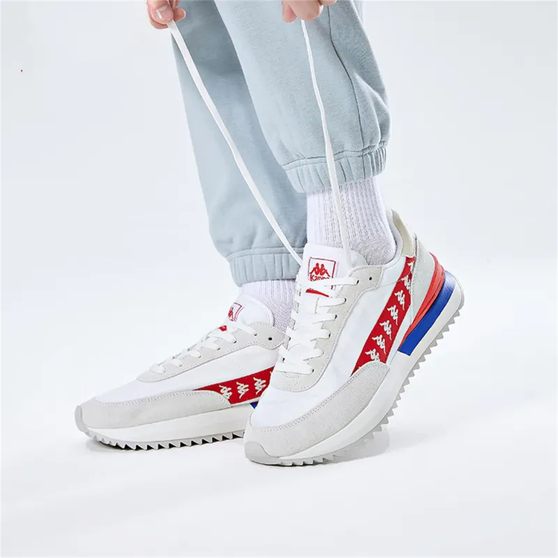 Kappa Cushioning, Slip Resistant, And Abrasion Resistant Low Top Casual Shoes Unisex White Red-6