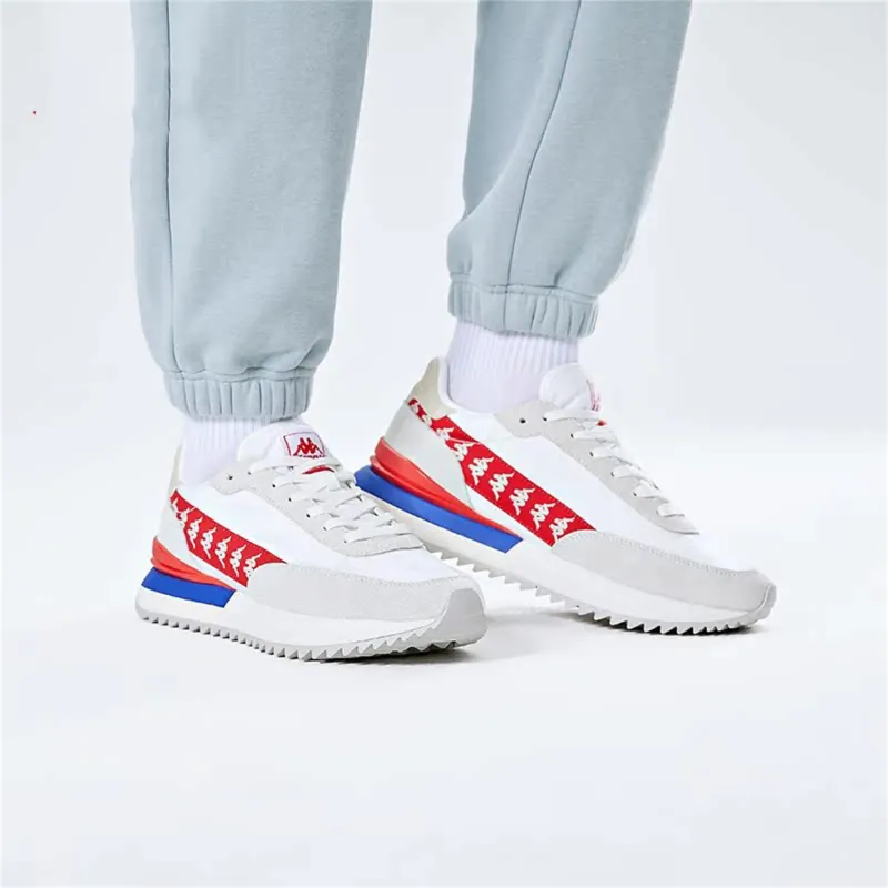 Kappa Cushioning, Slip Resistant, And Abrasion Resistant Low Top Casual Shoes Unisex White Red-4