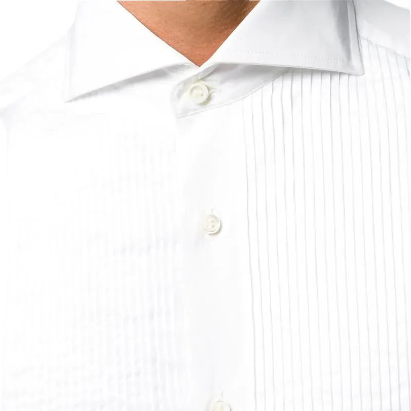 Brunello Cucinelli Long Sleeve Pleated Bib Shirt-6
