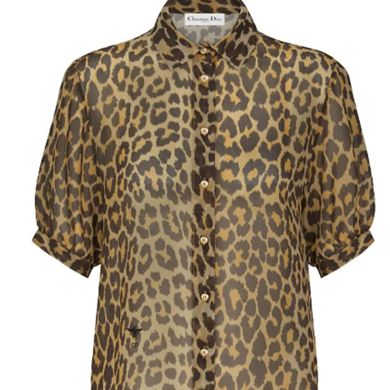 DIOR Shirt Women's Beige Leopard Print-5