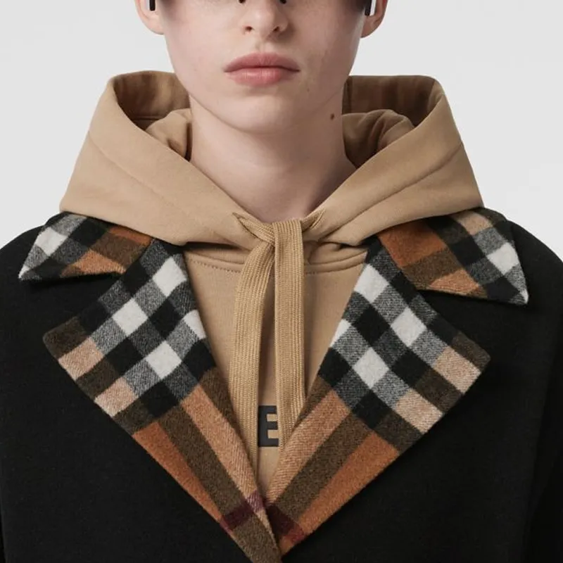 Burberry Check pattern Reversible Wool Coat-3