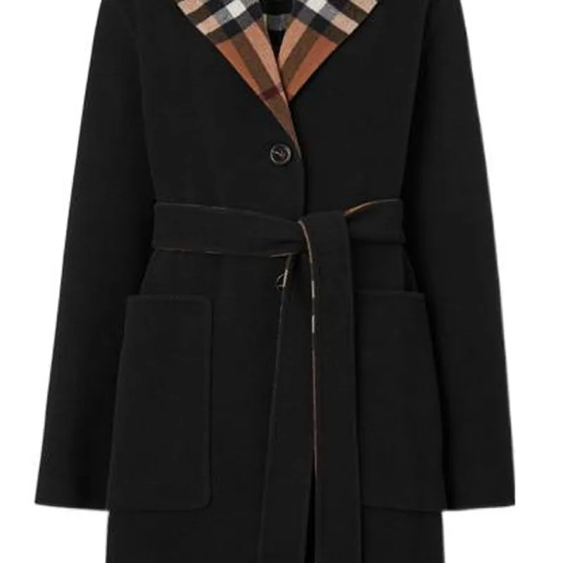 Burberry Check pattern Reversible Wool Coat-5