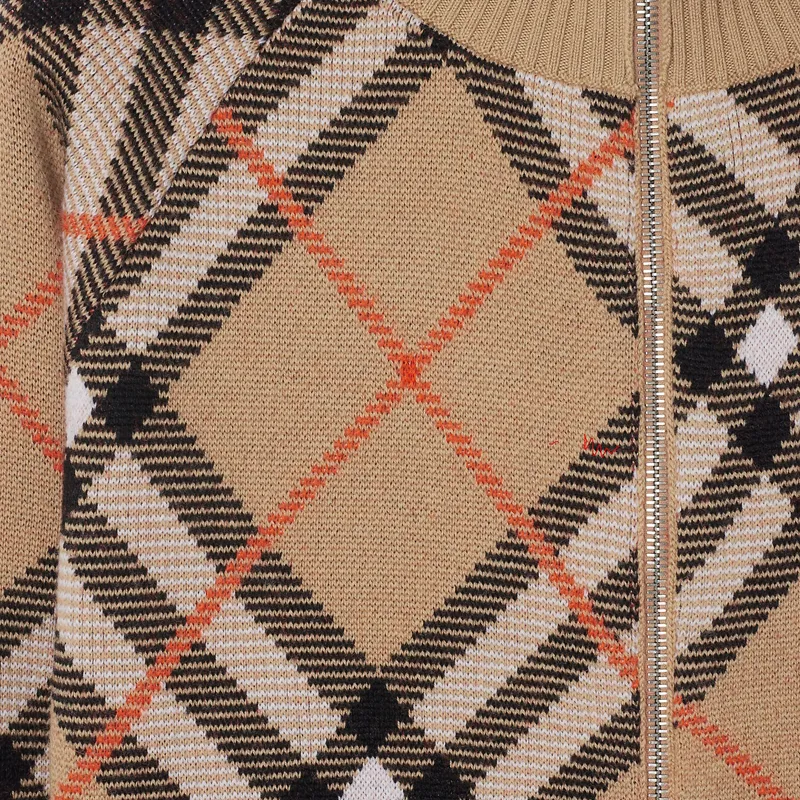 Burberry Checked Knitted Zip Up Jacket-5