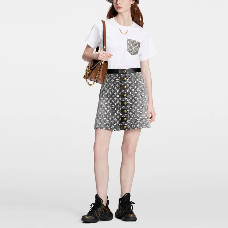 LOUIS VUITTON SS23 Casual Short Skirts Women's Gray Black-3