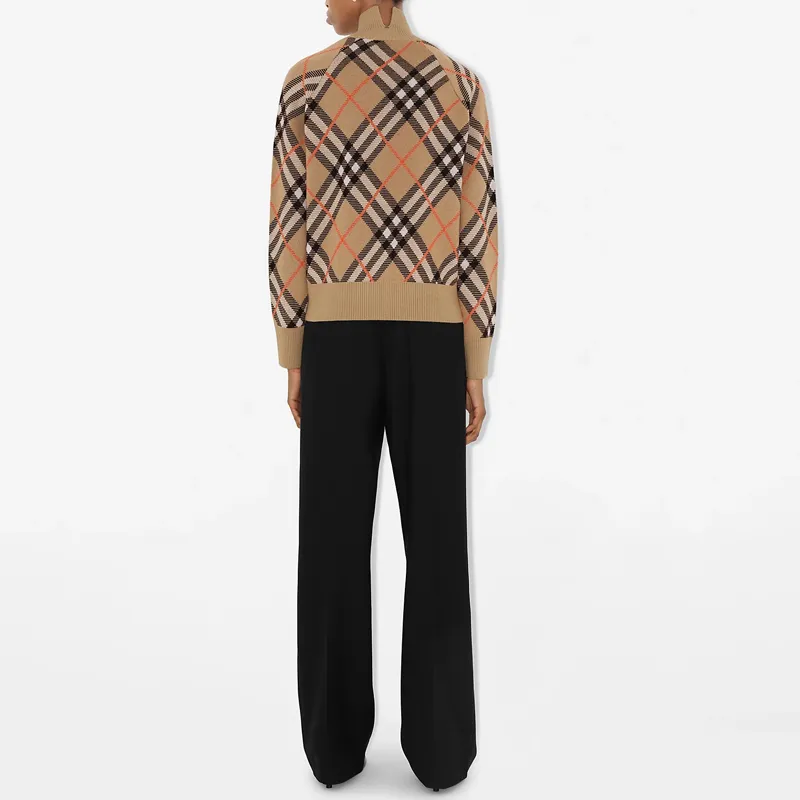 Burberry Checked Knitted Zip Up Jacket-3