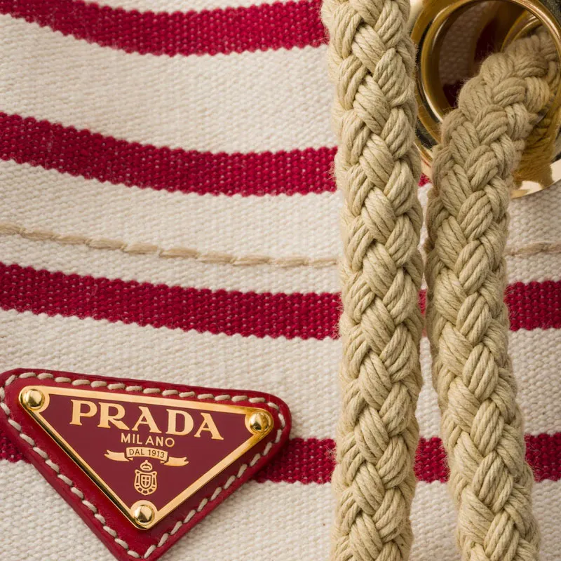 PRADA Cotton Polyester Shoulder Bag Trumpets Women's Pomegranate Yellow & Red-4