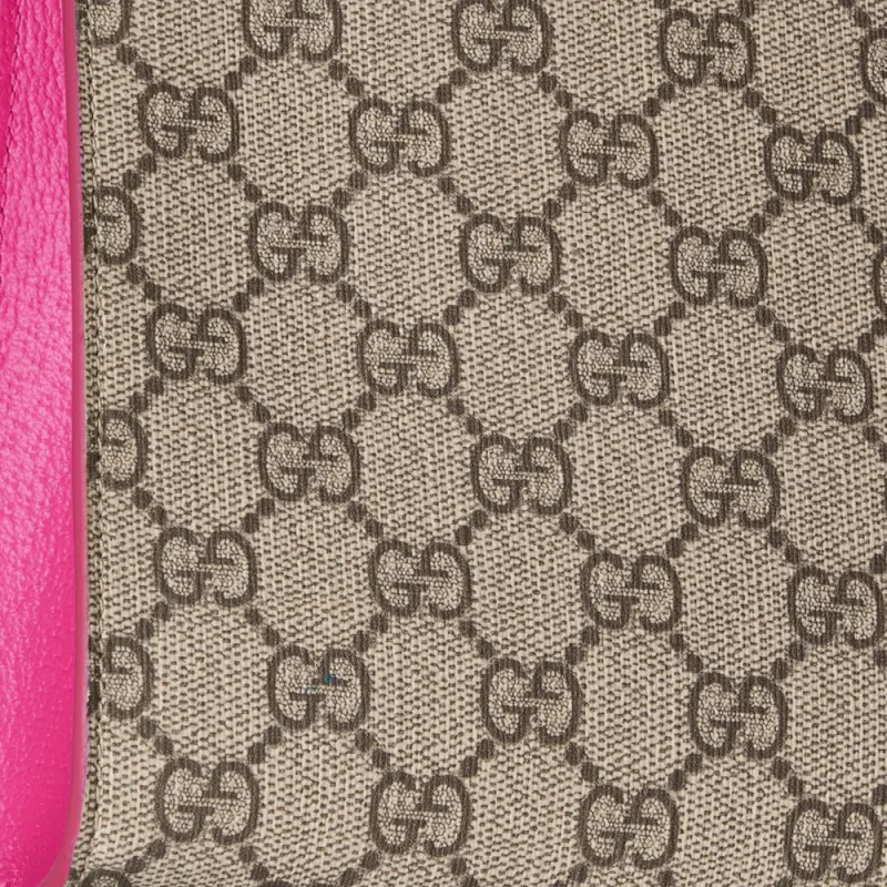 GUCCI GG Supreme Artificial Leather Clutch Women's Dark Brown & Pink-6
