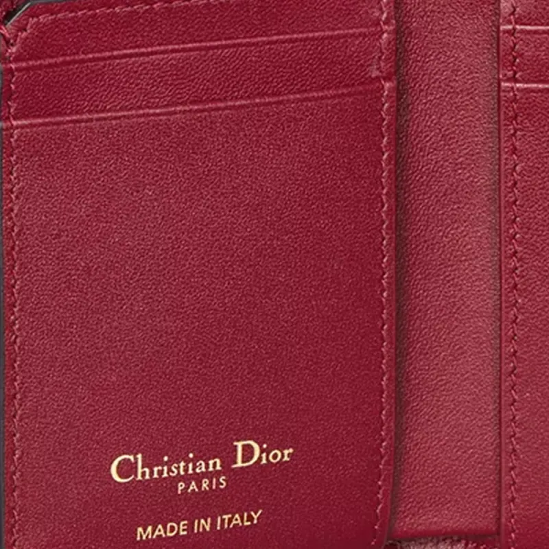 DIOR Saddle Goatskin Wallet Regular Women's Cherry Red-5