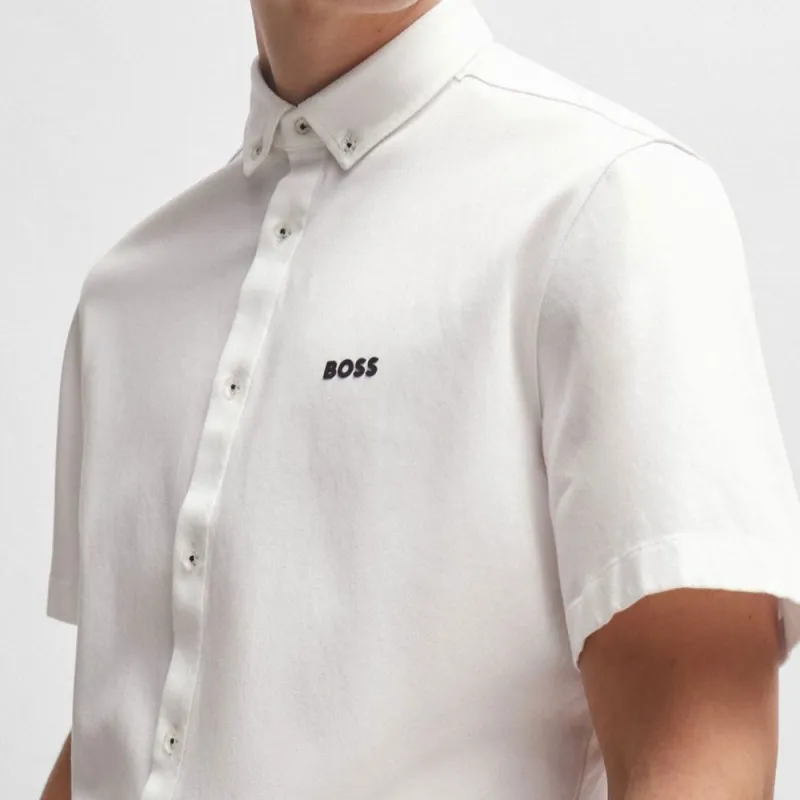 HUGO BOSS Regular Fit Shirt In Cotton Piqué Jersey Shirt Men's White-4