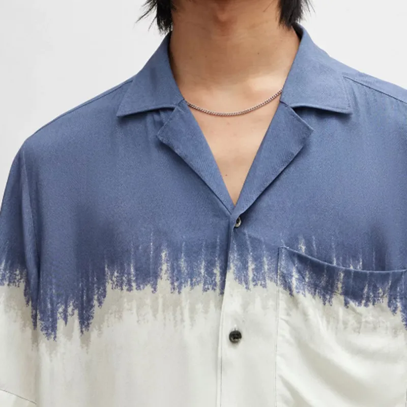 HUGO BOSS Relaxed Fit Shirt With Abstract Print Shirt Men's White Blue-4