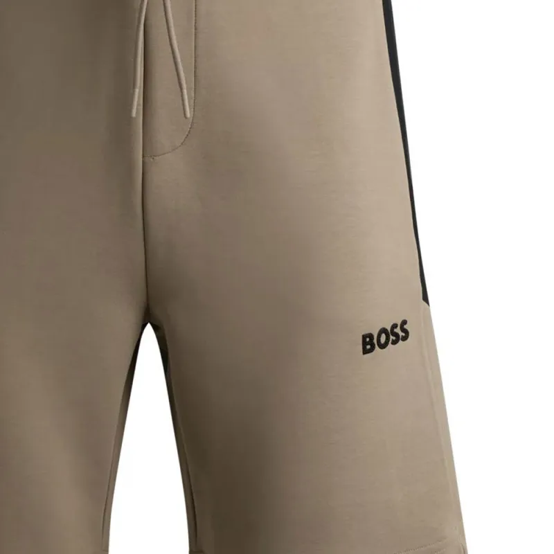 HUGO BOSS Cotton Blend Shorts With 3d Moulded Logo Casual Shorts Men's Brown-2