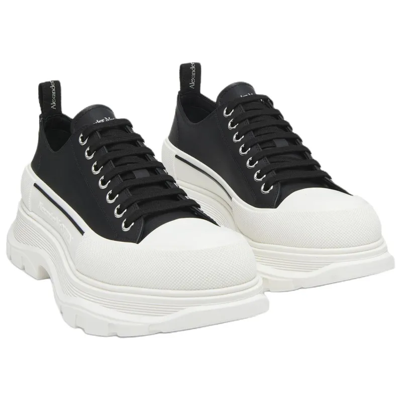 Alexander McQueen Tread Slick Low Top Canvas Shoes Men's Black-2