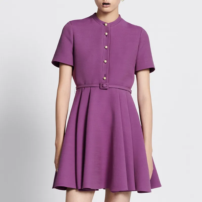 DIOR Short-Sleeved Dresses Women's Purple-5