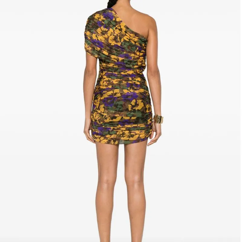 SAINT LAURENT Ruched One Shoulder Dress-4