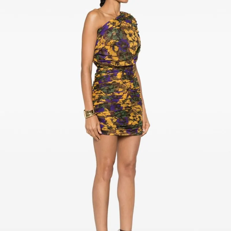 SAINT LAURENT Ruched One Shoulder Dress-3